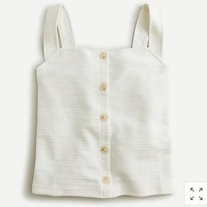 J Crew Textured Button Front Tank Top  Natural Ivory Cream